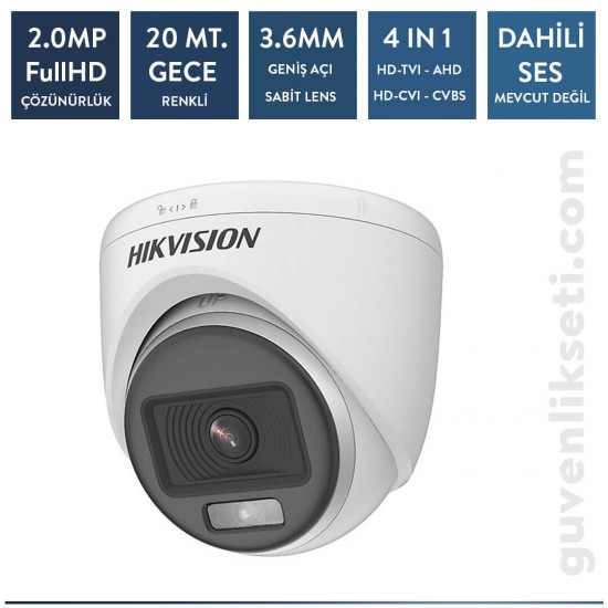 Hikvision DS-2CE70DF0T-PF İç Ortam ColorVu 2MP IR Dome Kamera